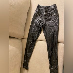 Faux Leather Lace Up Pant